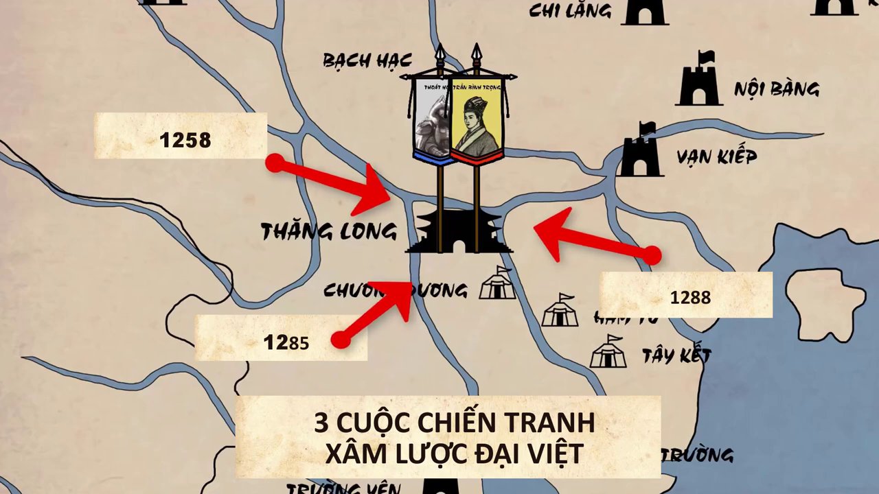 Cảnh vua tôi nhà Trần bàn kế sách "vườn không nhà trống" tại kinh thành Thăng Long.