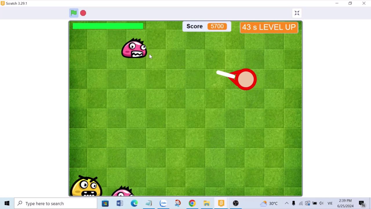 Màn hình xuất hiện nhiều đối tượng hơn với điểm số 6250 và thời gian chỉ còn 29 giây.