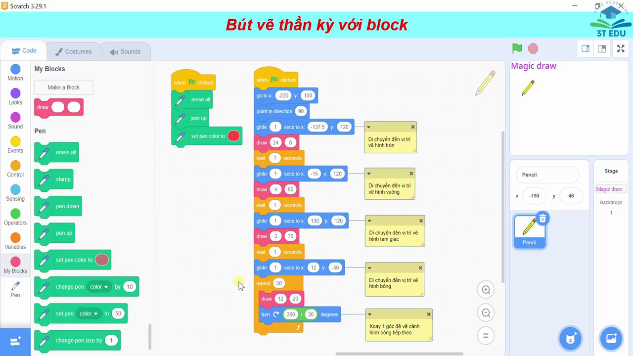Chương trình chính được tối giản nhờ sử dụng Block "Draw".