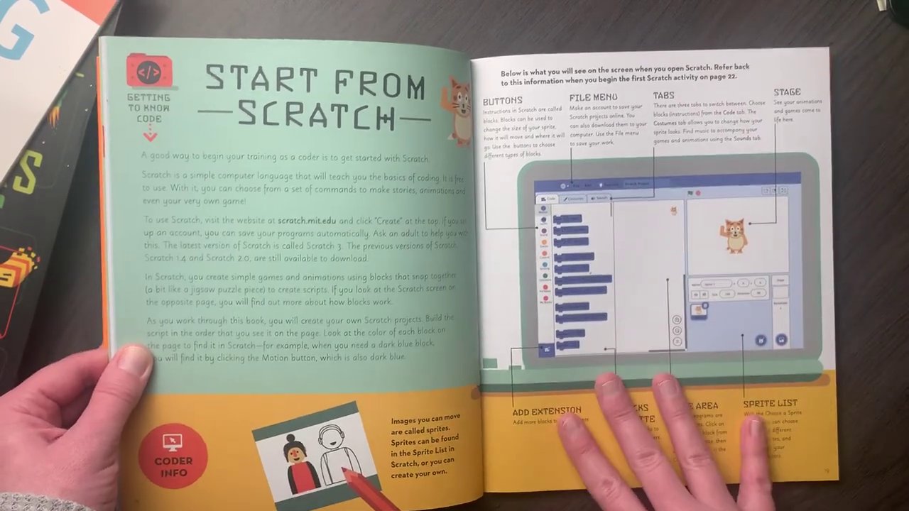 5 cuốn sách dạy lập trình cho trẻ mà tôi tin là bạn nên biết 5 Một trang trong Coding in Scratch với các khối lệnh được sắp xếp để tạo game "Fish Ball".