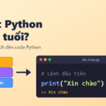Minh họa khối lệnh Scratch chuyển sang đoạn code Python cho trẻ em